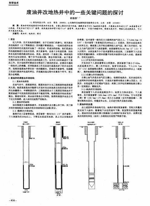 废油井改地热井中的一些关键问题的探讨