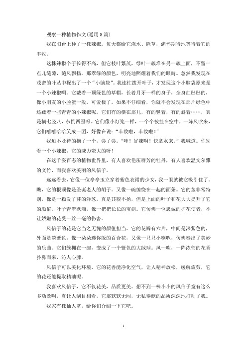 观察一种植物作文(通用8篇)(精选)