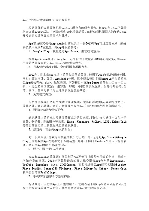 App开发者必须知道的 7 大市场趋势