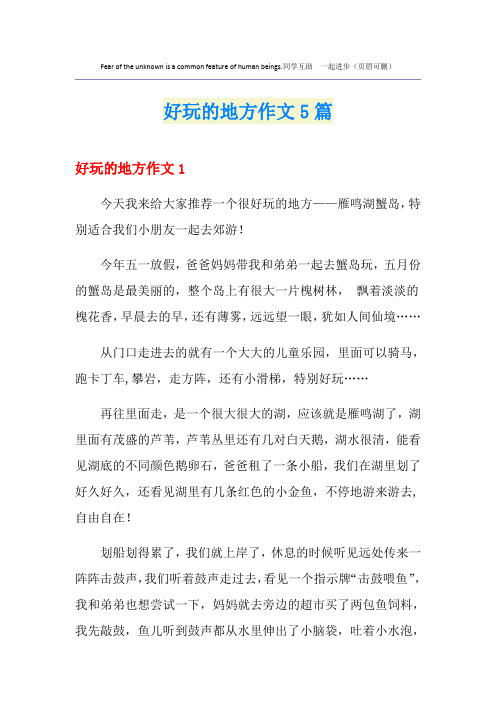 好玩的地方作文5篇