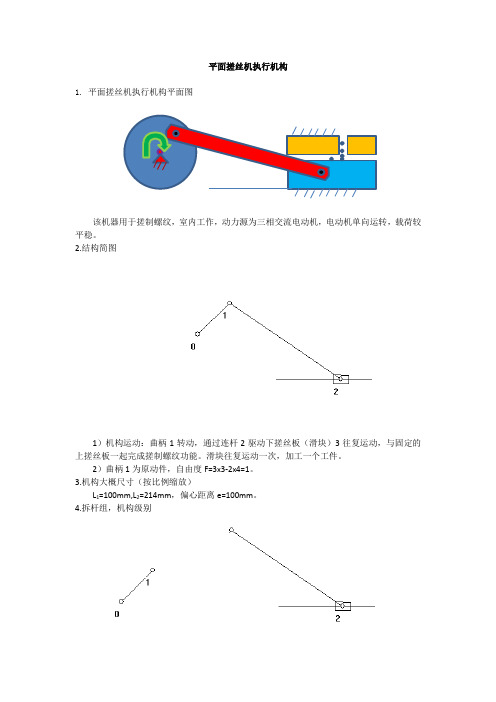 平面搓丝机执行机构