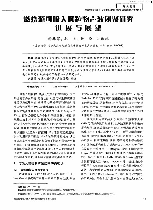 燃烧源可吸入颗粒物声波团聚研究进展与展望