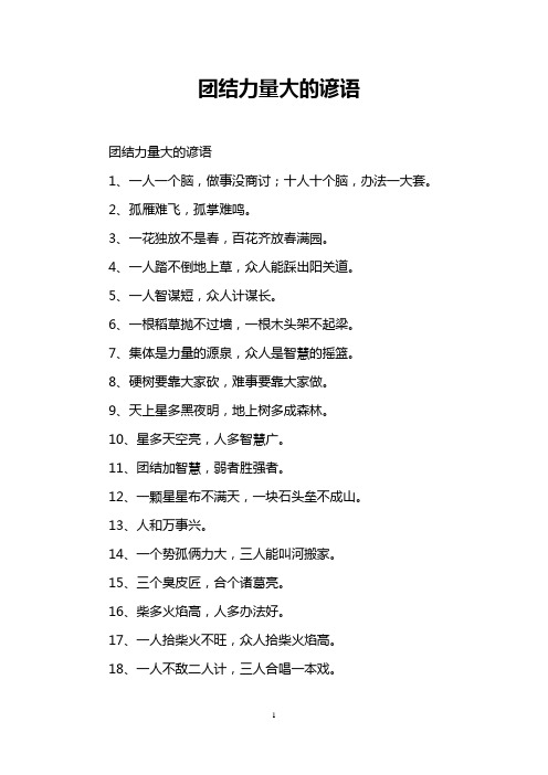 团结力量大的谚语