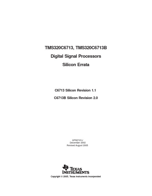 TMS320C6713,TMS320C6713B DSPs Silicon Errata