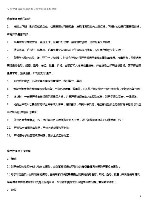 仓库管理员岗位职责和仓库管理员工作流程