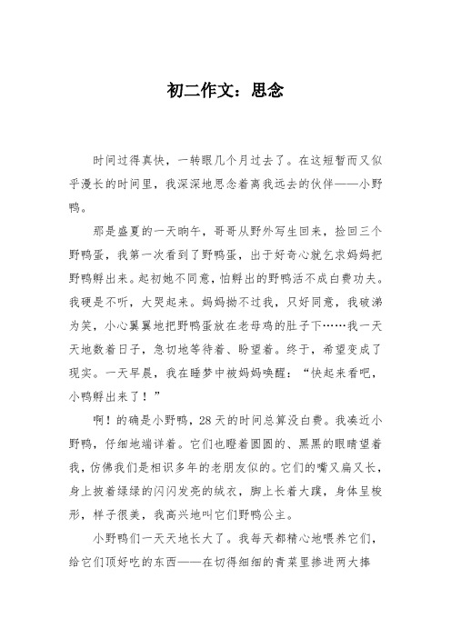 初二作文：思念_0