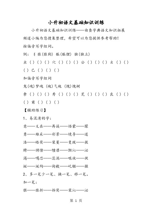 2018年小升初语文基础知识训练-文档资料