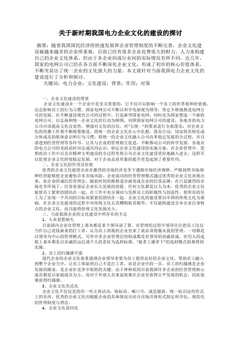 关于新时期我国电力企业文化的建设的探讨