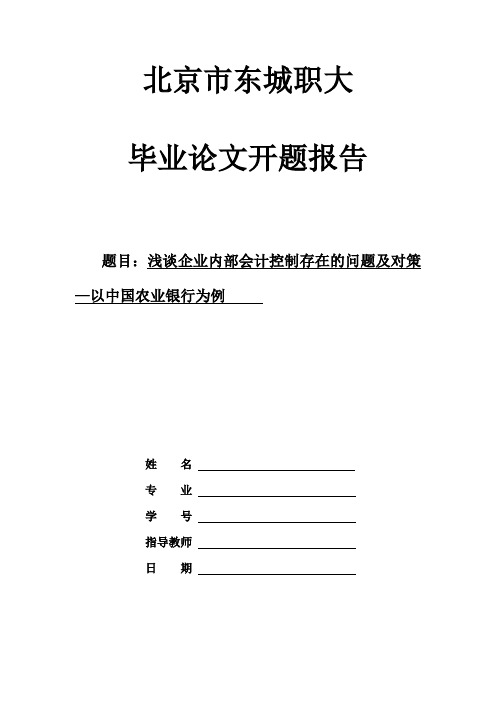 内部会计控制开题报告