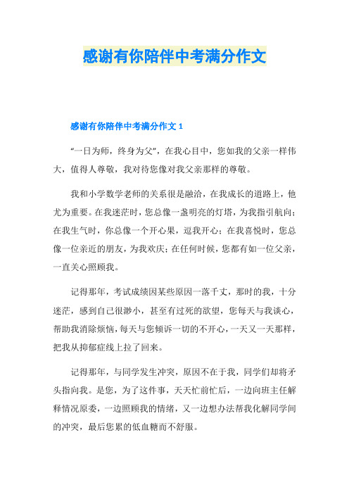 感谢有你陪伴中考满分作文