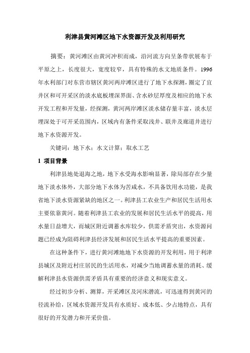 黄河滩区地下水资源开发及利用研究