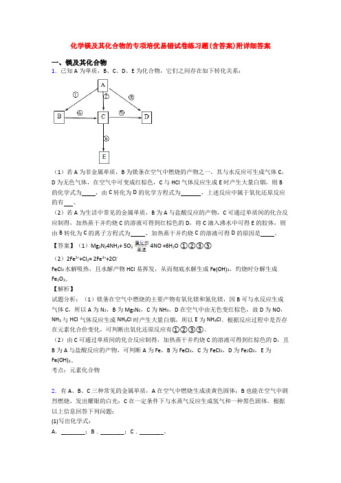 化学镁及其化合物的专项培优易错试卷练习题(含答案)附详细答案