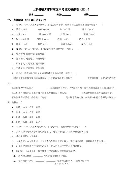 山东省临沂市河东区中考语文模拟卷(三十)