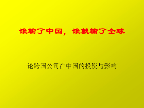 论跨国公司在中国的投资与影响