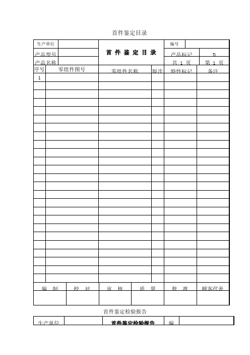 首件鉴定报告