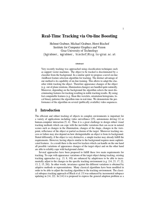 Real-time Tracking via On-line Boosting