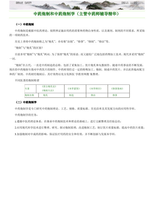 中药炮制和中药炮制学 主管中药师辅导精华 