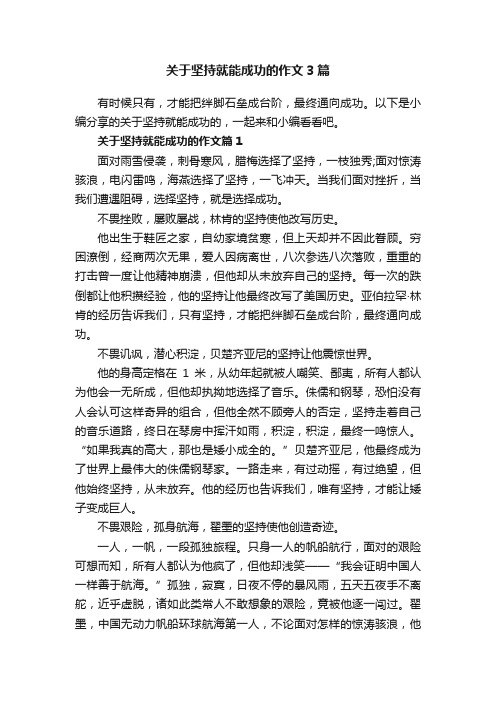 关于坚持就能成功的作文3篇