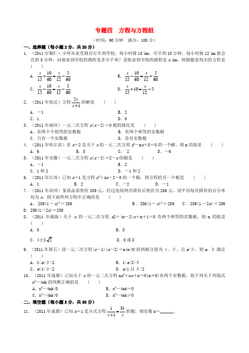 中考数学专题练习四 方程与方程组