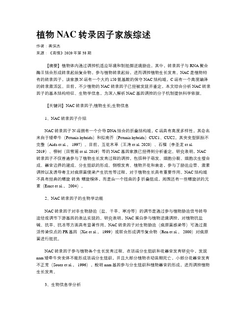 植物NAC转录因子家族综述