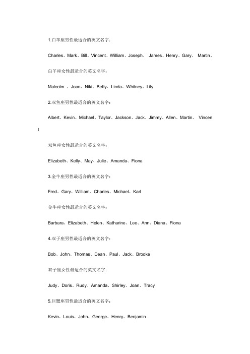 12星座英文名