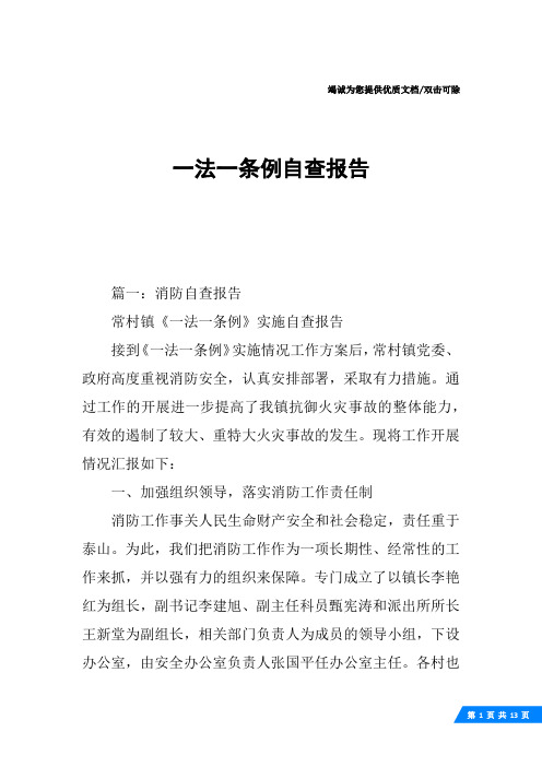 一法一条例自查报告