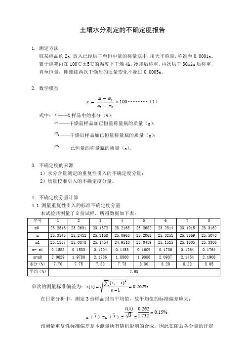 水分测定的不确定度的评定