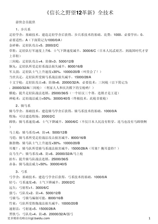 《信长之野望12革新》全技术