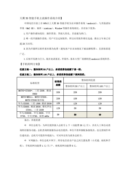 天翼3G智能手机主流操作系统介绍