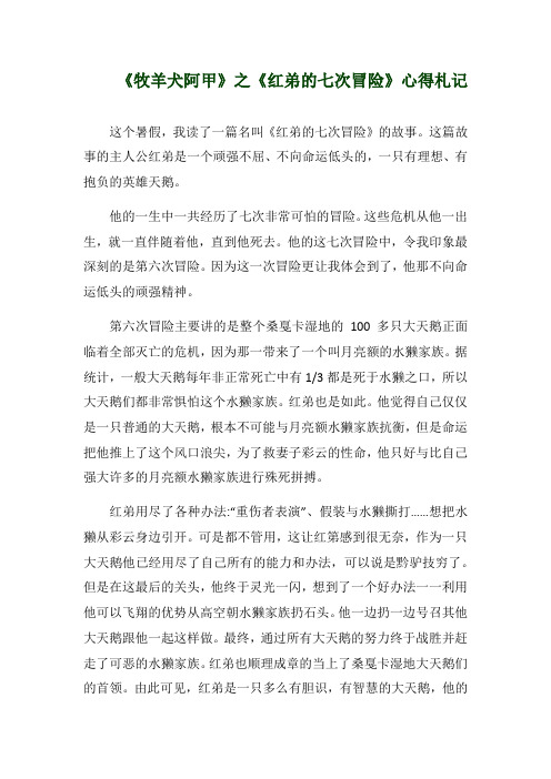 《牧羊犬阿甲》之《红弟的七次冒险》心得札记