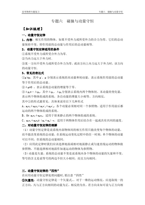 专题六  碰撞与动量守恒