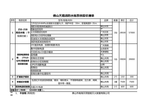 消防高空水炮清单报价