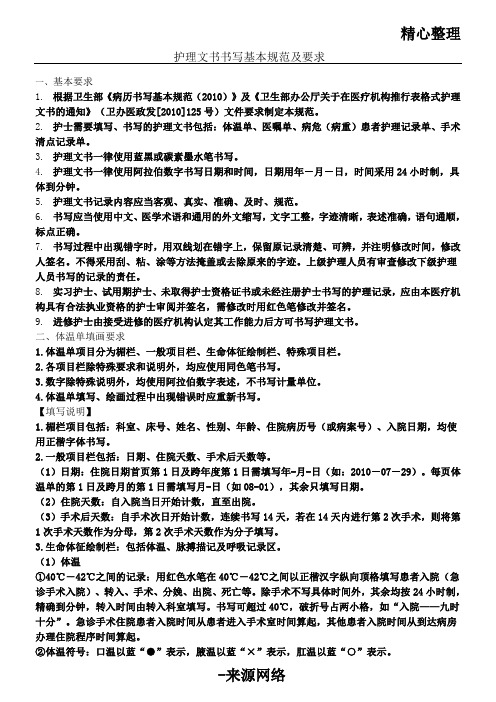 护理文书模板书模板写规范及要求