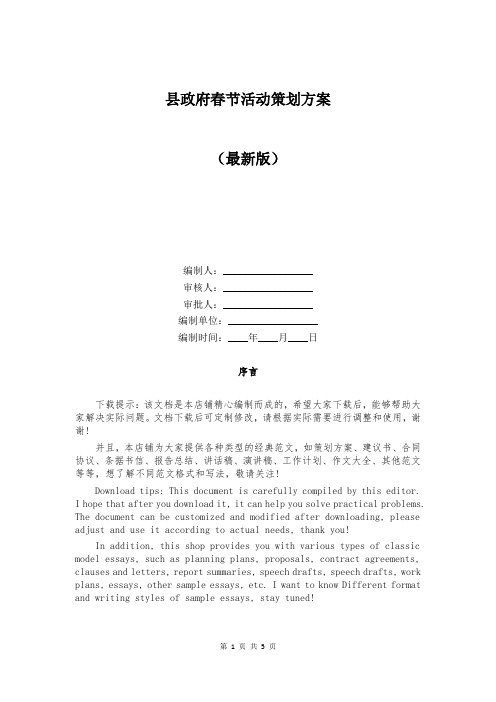 县政府春节活动策划方案