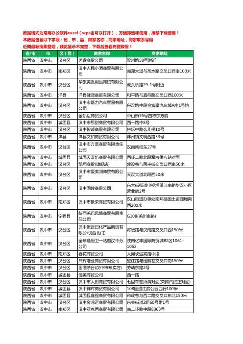 2020新版陕西省汉中市贸易有限公司工商企业公司商家名录名单黄页联系电话号码地址大全310家