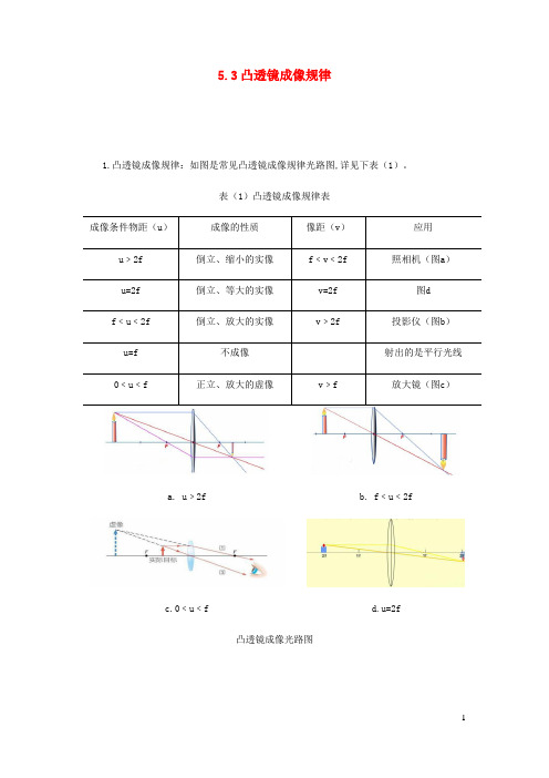八年级物理上册5.3凸透镜成像规律知识点与考点解析新版新人教版