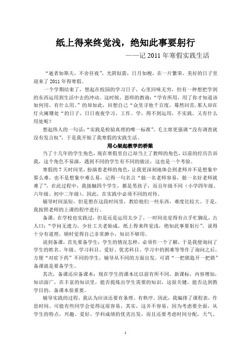 2011年寒假实践征文