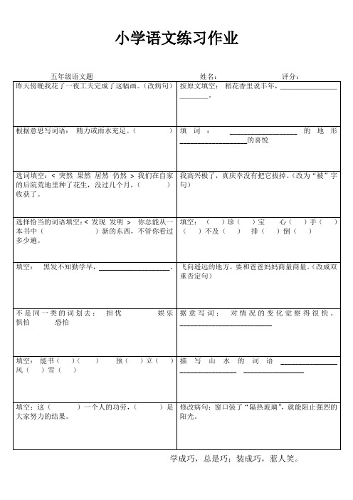 五年级语文课堂拓展精选练习II (150)