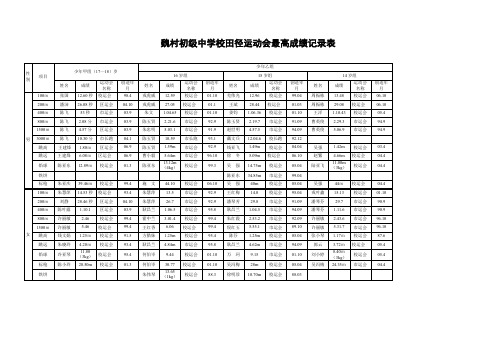 魏村初级中学校田径运动会最高成绩记录表-魏村中学
