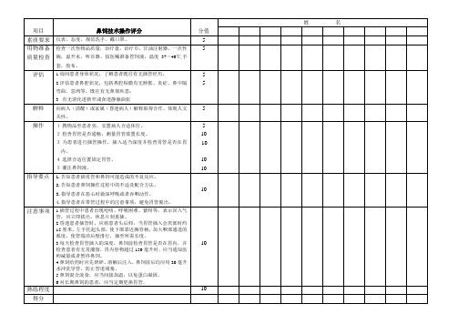 新护士培训操作标准-鼻饲评分标准