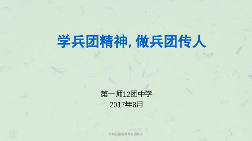弘扬兵团精神做兵团传人课件