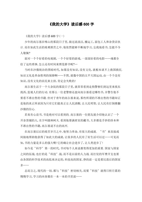《我的大学》读后感600字