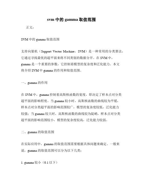 svm中的gamma取值范围