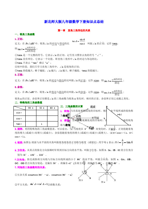 北师大九年级数学下册知识点总结