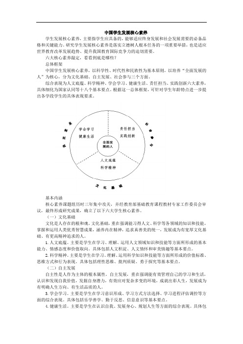 教师素养大赛中国学生发展核心素养、语文核心素养重点