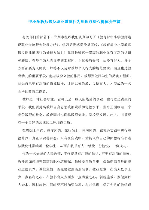 中小学教师违反职业道德行为处理办法心得体会三篇