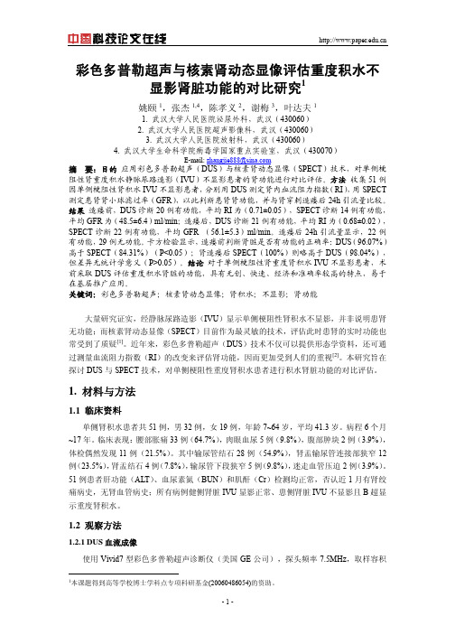 彩色多普勒超声与核素肾动态显像评估重度积水不显影肾脏功能的对比研究