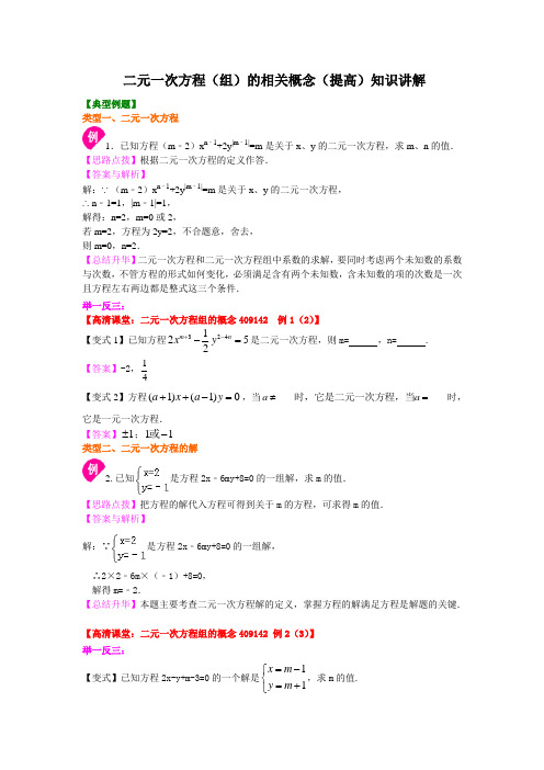 金老师教育培训苏教版数学讲义含同步练习七年级下册70二元一次方程组的相关概念(第二课时)知识讲解
