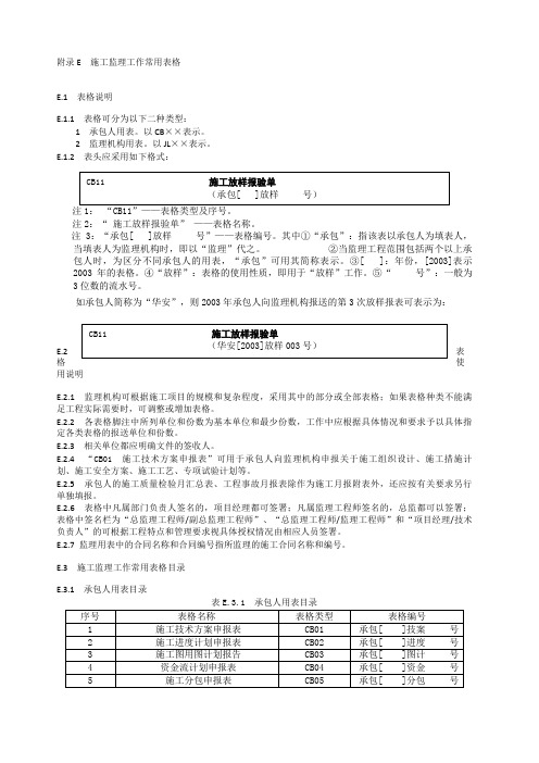《水利工程施工监理规范》SL全套表格