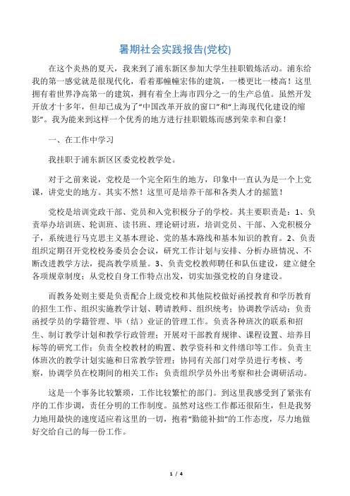 暑期社会实践报告(党校)